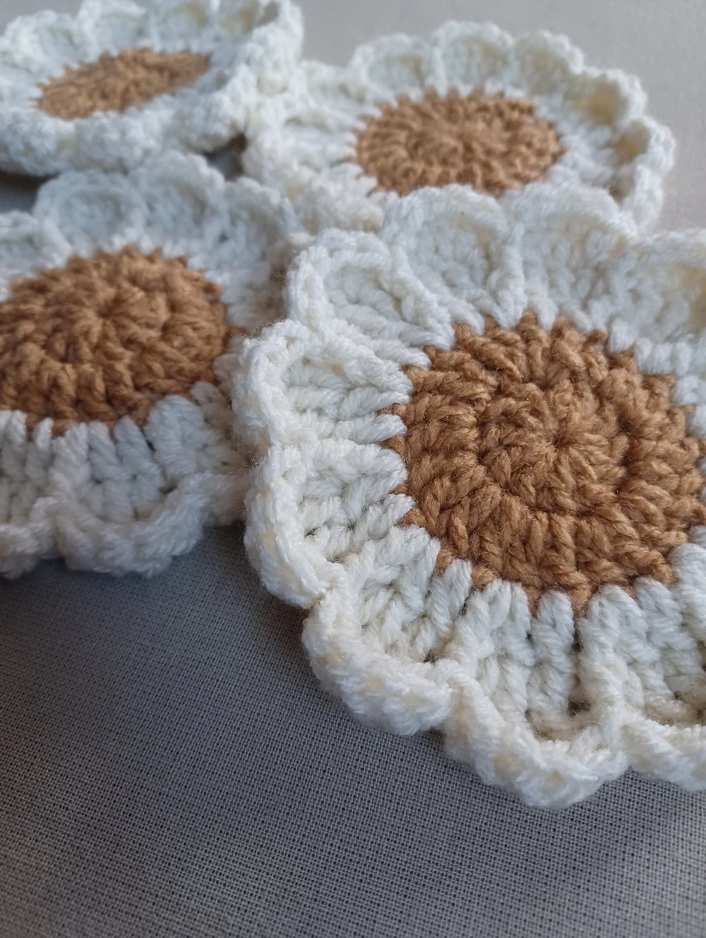 Handmade Daisy Crochet Coasters - Picture 2 of 5